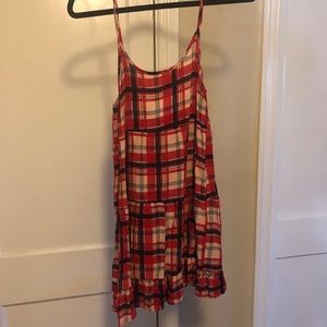 Red Plaid Ruffle Dress